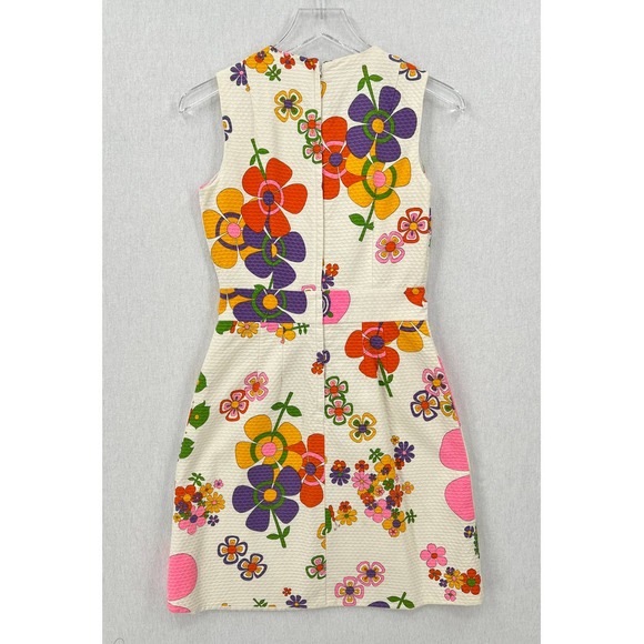 NEIMAN MARCUS Vintage 60s Dress Womens XS Small Off White Floral Print Mod Shift - Picture 10 of 16